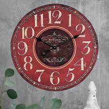 Large Round Red Wall Clock Antique