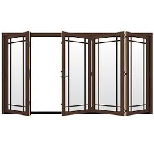 Panel Door Folding Patio Door In Brown