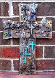 Distressed Wooden Wall Cross Of Crosses