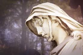 Old Sculpture Of A Sad Woman Stock Photo - Image of female, stained:  93620794