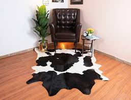 large cowhide rug black and white hide