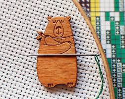 Details About Bear Cross Stitch Needle Minder Bear Pattern Holder Embroidery Keeper Magnetic