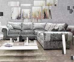 Silver Crushed Velvet Sofa 5 Seater