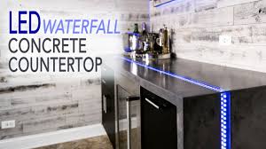 One way we used concrete in our home. Diy Mancave Makeover Pt 1 Waterfall Concrete Countertop W Led River Inlay Youtube