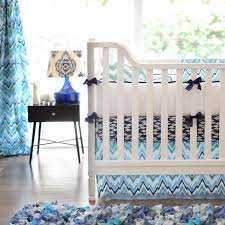 navy patterned crib bedding