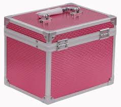 aluminium pink makeup box rectangular