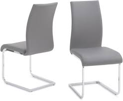 Best rayon covered dining chairs: Paolo Dining Chair Pair Grey Faux Leather And Chrome Cfs Furniture Uk