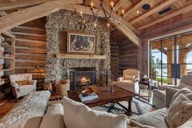 cozy log cabin living room