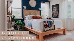 bed with diy rattan headboard
