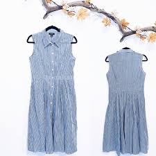 Jones New York Co Blue Stripe Sleeveless Dress