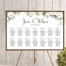 Custom Ivory White Floral Wedding Seating Chart Th61
