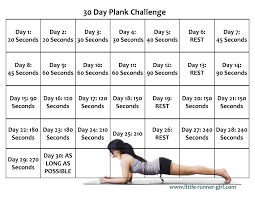 30 Day Plank Challenge Printable Chart Www