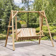 Wooden Swing Chair Natural 3 Seater