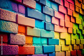 a rainbow brick wall background