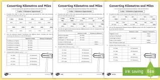 Uks2 Converting Kilometres And Miles Worksheet Measurement