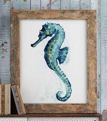 Seahorse Watercolour Painting Wall Art