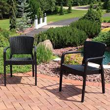 Sunnydaze Decor Segonia Plastic Stacking Arm Chair Set Of 4 Black