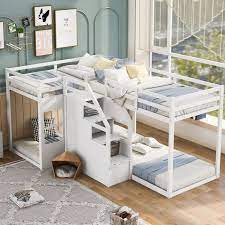 Twin Over Twin L Shaped Bunk Bed W