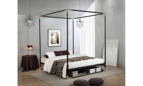 Eva Industrial Metal Canopy Queen Bed