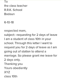 Dear madam bolton, my name is oscar anthony, a music student at your school. Write An Letter To You Class Teacher Of Five Days Leave Tha Scholr