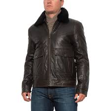Bod Christensen Shearling Collar Leather Jacket For Men