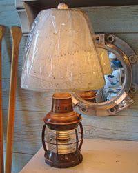 Nautical Brass Table Lamp With Navigational Chart Lampshade