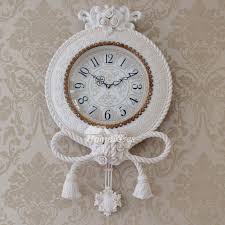 White Wall Clock Silver Hanging 16 Inch