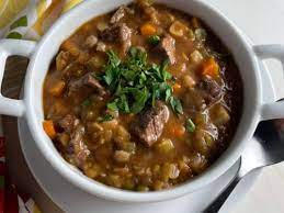 Beef Vegetable And Barley Soup Recipe Genius Kitchen gambar png