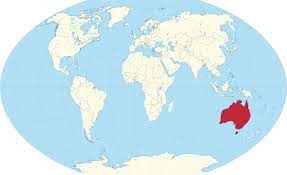 australia on world map surrounding