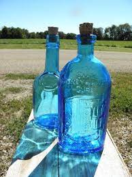 Vintage Wheaton Decanter Bottles Blue
