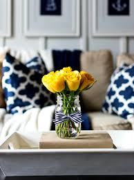 spring decor ideas in navy and yellow