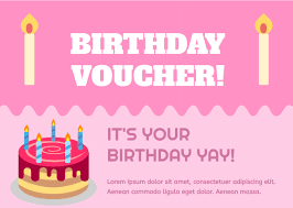 pink birthday gift voucher gift card