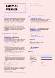 A resume is more often used for the purpose of academic search or fellowship, where a cv gives in this scholarship cv must be made with a sense of direction and should give a brief overview of the. Customer Care Representative Resume Template Kickresume