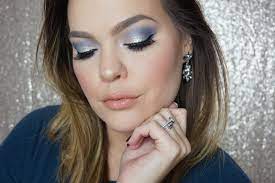 holiday makeup look blue silver