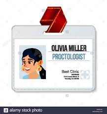 Proctologist Identification Badge Vector Woman Id Card