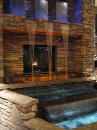 Indoor Waterfall Outdoor Fireplace