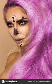beautiful blonde woman halloween makeup