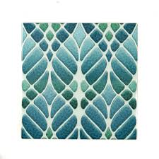 blue turquoise handprinted ceramic tile