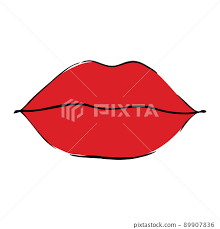 cartoon red glossy female lips lip