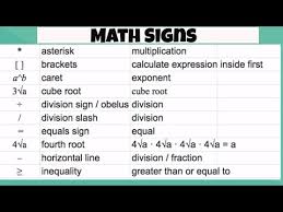 Math Signs And Math Symbols Youtube