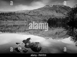 Black And White Panoramic Landscape Of Thirlmere Lake District  gambar png