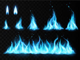 Blue Fire Flame Vector Set On