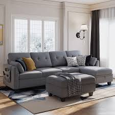 honbay convertible sectional sofa set 4