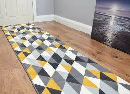grey gold carpet runner geometric