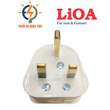 Phích cắm điện 3 chân LIOA tiêu chuẩn châu âu kiểu anh có cầu chì 13A – PUK  - Ổ cắm điện Thương hiệu LiOA