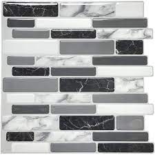 Kitchen backsplash installation job supplies cost of related materials and supplies typically required to install kitchen backsplash including: Art3d 12 In X 12 In Peel And Stick Vinyl Backsplash Tile In Grey Marble Design 6 Pack A17042p6 The Home Depot