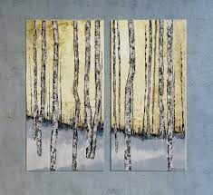 Modern Birch Tree Abstract Gold