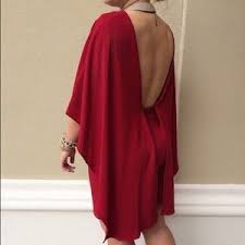 Karlie Scoop Back Cape Dress In Deep Red Nwt