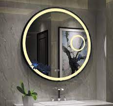 silver wall mounted round led bathroom