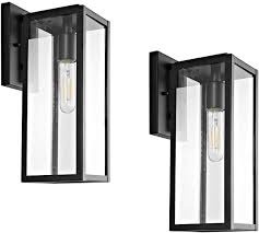 Bestshared Outdoor Wall Lantern 15 1 Light Exterior Wall Sconce Light Fixtures Wall Mounted Single Light Black Wall Lamp With Clear Glass 2 Pack Amazon Com